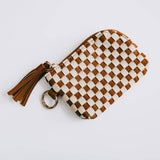 Paris Card Wallet: Checkered Brown