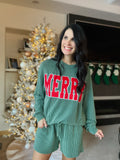 Merry Graphic Long Sleeve Top and Shorts Pajamas