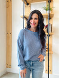 Lightweight Cotton Slub Sweater - Blue