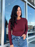Long Sleeve Body Suit - Oxblood
