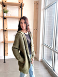 Thick Sweater Cardigan in Olive