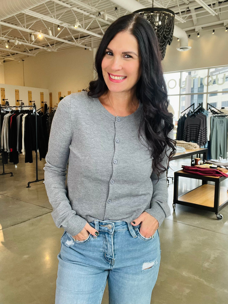 Button Up Cardi - Gray