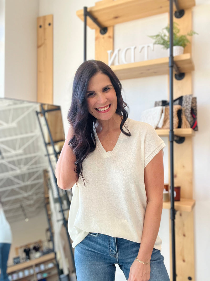 Lightweight Sweater Vest in Off White