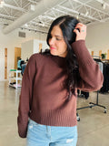 Mock Neck Sweater - Brown