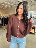 Contrast Stitch Cardi - Chocolate