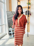 Sweater Dress and Cardigan Set in Rust + Taupe