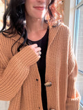 Thick Sweater Cardigan in Camel