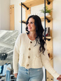 Gold Button Chunky Knit Cardigan