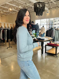 Waffle Mix Pullover Sweater - Dusty Blue