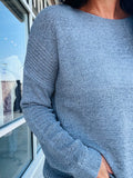 Lightweight Ribbed Detail Sweater - Slate Blue