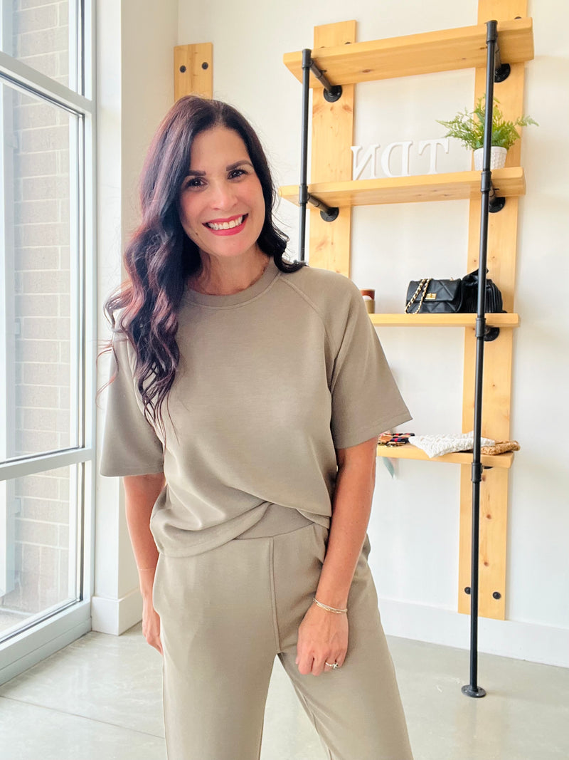 Laguna Soft Drape Raglan Tee: WARM GREY