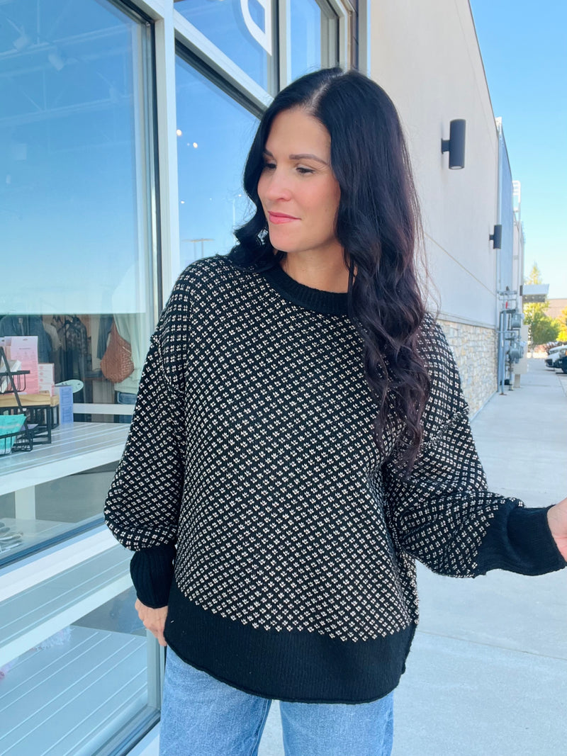 Mini Jacquard Crew Neck Sweater