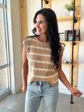 Striped Knit Sweater Tank in Taupe