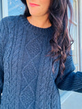 Cable Knit Sweater - Navy