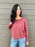 Front Seam Round Neck Pullover - Dust Plum