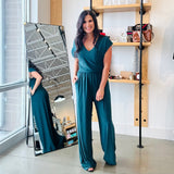 V Neck Wide Leg Jumpsuit