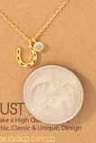 Gold Dipped Horse Shoe And Cz Charm Necklace: G