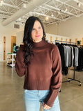 Mock Neck Sweater - Brown