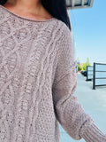 Chunky Cable Knit Cozy Sweater - Mocha