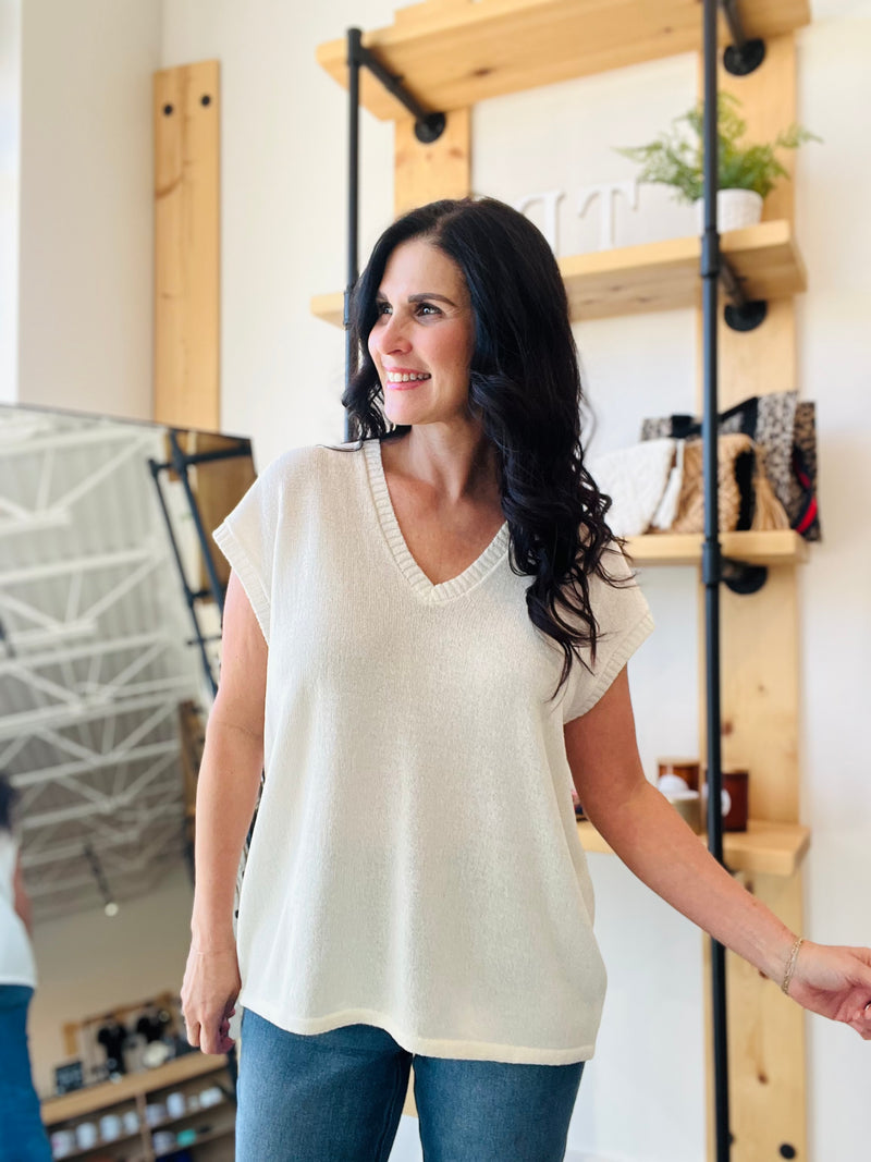Lightweight Sweater Vest in Off White
