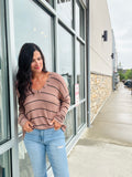 Stripe Long Sleeve Knit Top - Mocha