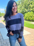 Soft Stripe Relaxed Sweater - Future Dusk
