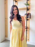 Mix Media Tank Midi Dress in Light Yellow