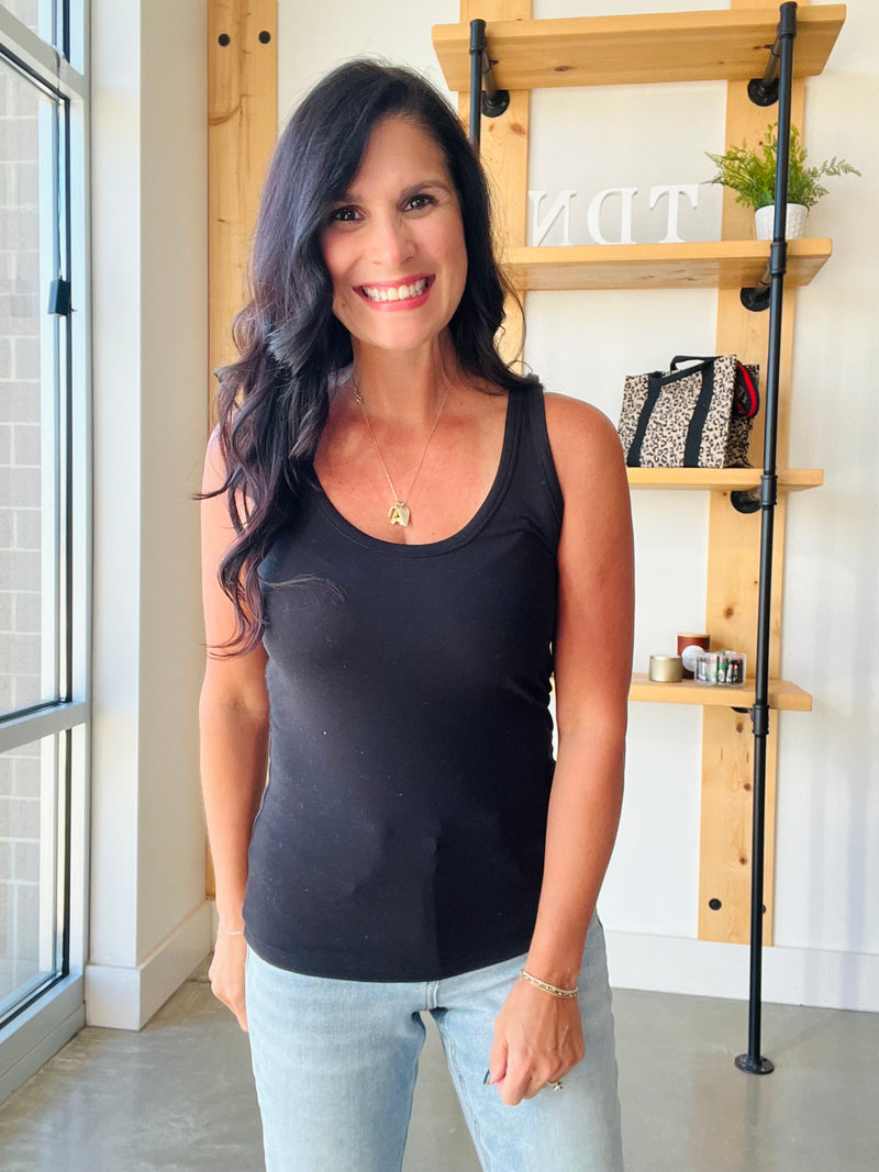 Scoop Neck Tank in Black