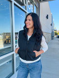 Cropped Puffer Vest - Black