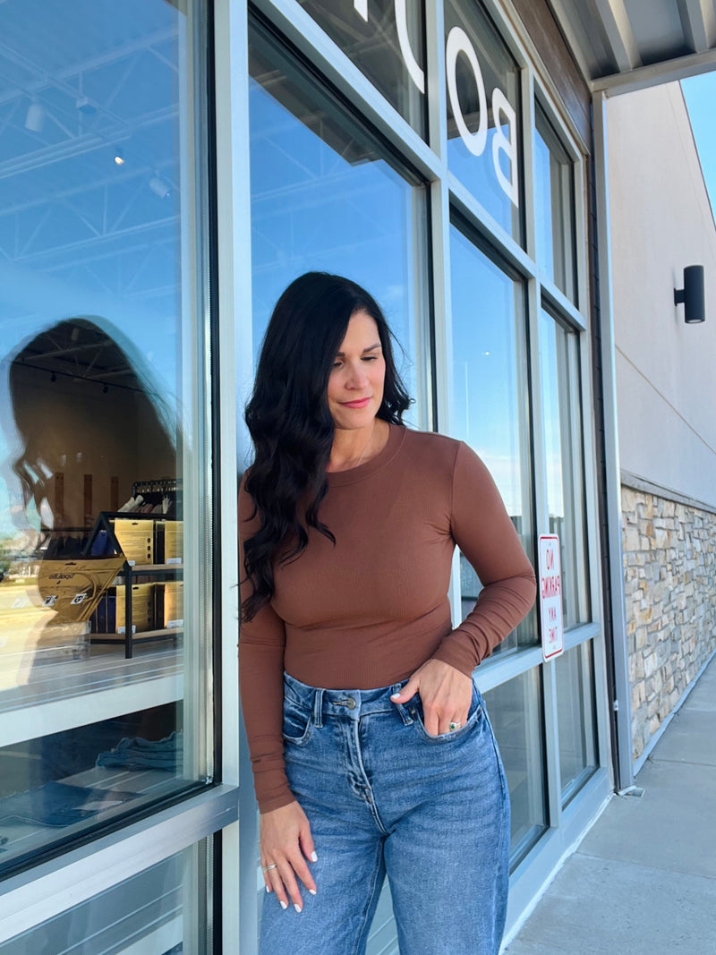 Long Sleeve Body Suit - Brown