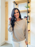 Boat Neck Pullover Sweater - Heather Mocha