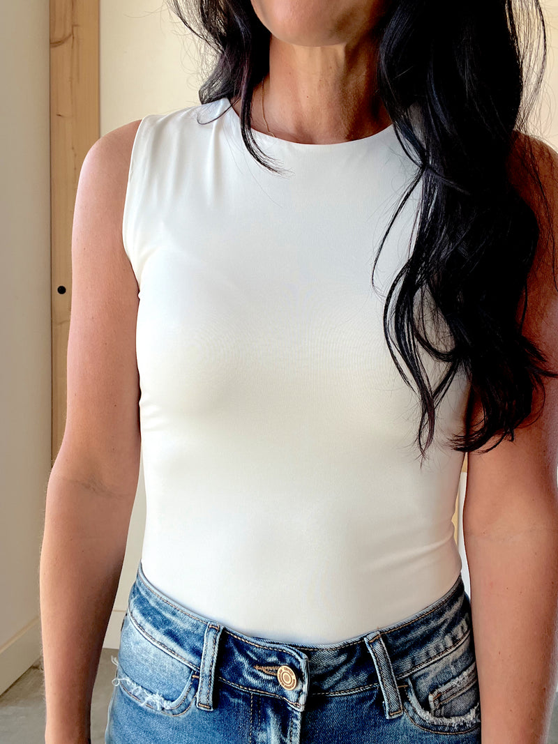 High Neck Bodysuit in White