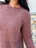 Lightweight Ribbed Detail Sweater - Clay