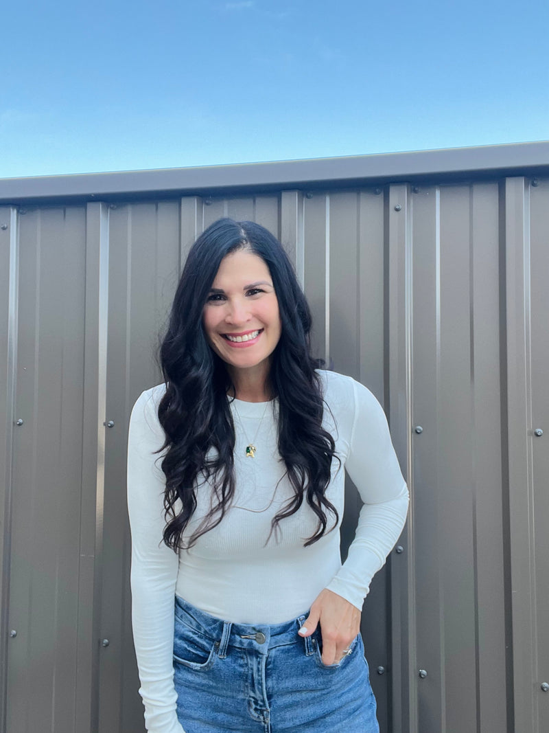 Long Sleeve Body Suit - White