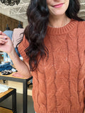 Cable Knit Sweater Vest - Brown