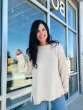 Raw Edge Oversized Sweater - Oatmeal