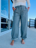 Stripe Tie Waist Denim