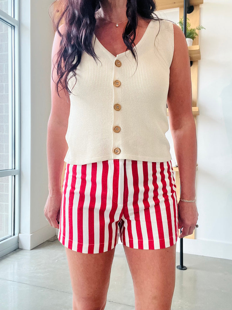 Mod Stripe Shorts - Red