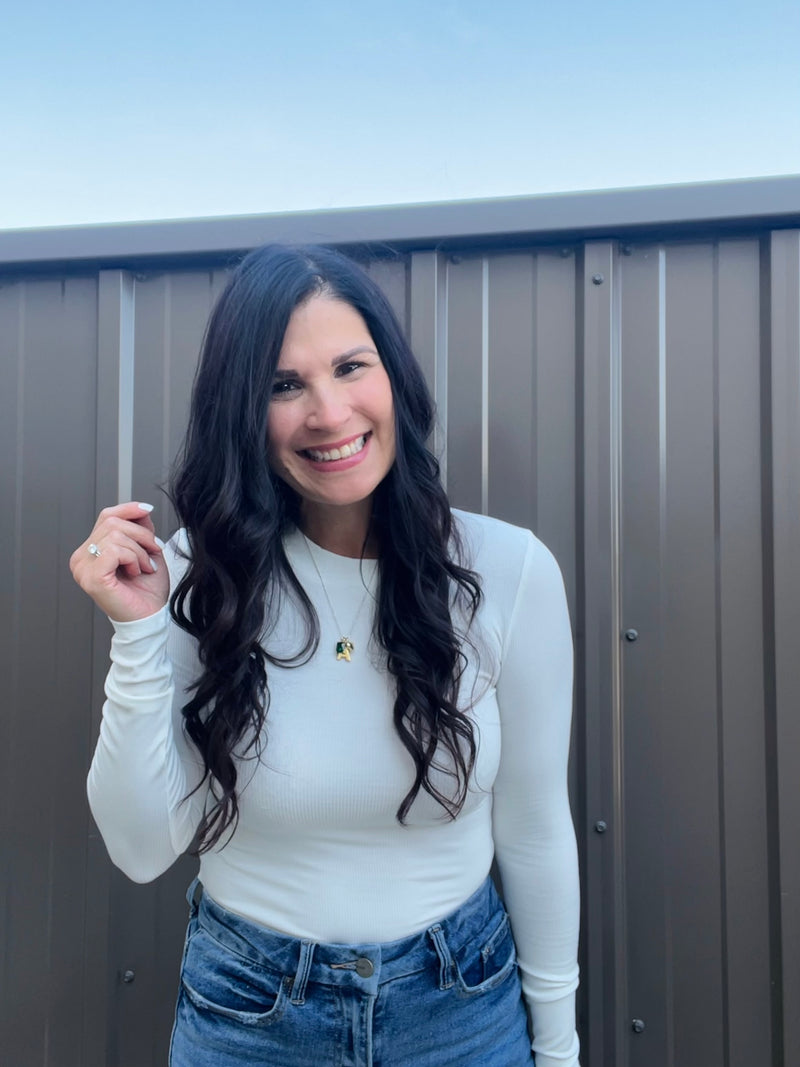 Long Sleeve Body Suit - White