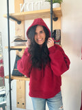 Cotton Blend Oversized Hoodie - Red Velvet