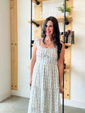 Blue Floral Striped Maxi Dress