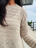 Textured Stripe Breezy Sweater - Taupe