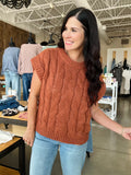 Cable Knit Sweater Vest - Brown