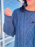 Cable Knit Sweater - Navy