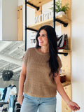 Crochet Short Sleeve Top - Tan