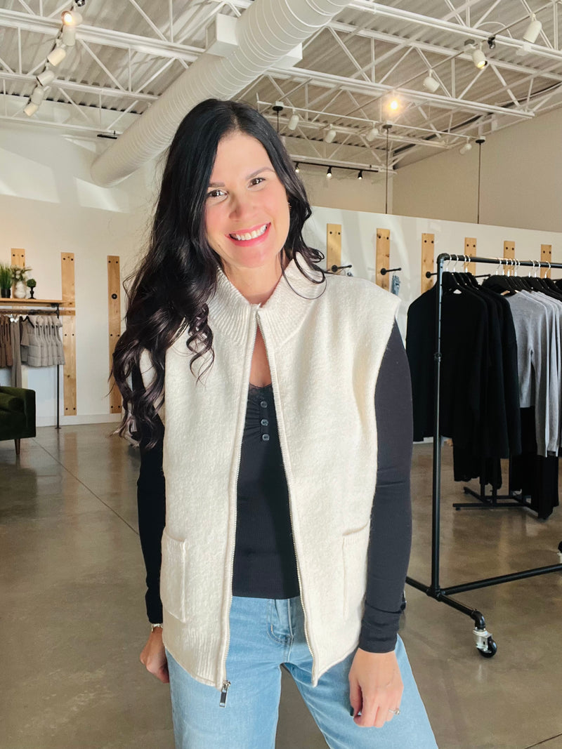 Patch Pocket Sweater Vest - Ivory