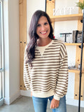 Contrast Ribbed Knit Top in Taupe