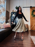 Pleated Midi Skirt in Gold
