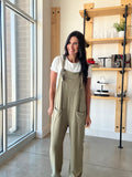 Linen Overalls in Olive