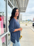 Drop Shoulder Half Sleeve Sweater - Teal
